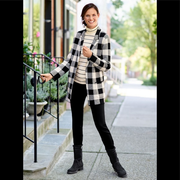 NWT Talbots Buffalo Plaid Sweater Jacket . - Picture 1 of 7